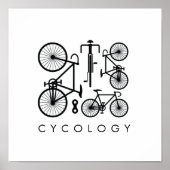 Modernes Schwarz-Weiß-Fahrradmuster Poster (Vorne)