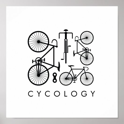 Modernes Schwarz-Weiß-Fahrradmuster Poster (Vorne)