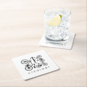 Modernes Schwarz-Weiß-Fahrradmuster Rechteckiger Pappuntersetzer (Vor Ort)