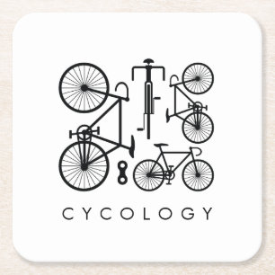 Modernes Schwarz-Weiß-Fahrradmuster Rechteckiger Pappuntersetzer