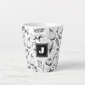 Modernes Schwarz-Weiß-Fall-Illustrationsmonogramm Milchtasse (Vorderseite)