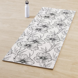 Modernes Schwarz-Weiß-Flora-Elegant Yogamatte