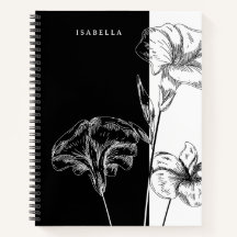 Modernes Schwarz-Weiß-Foral Personalisiert