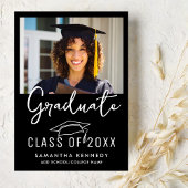 Modernes Schwarz-Weiß-Foto 2025 Grad Cap Ankündigung