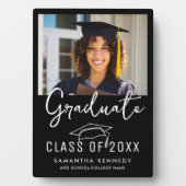 Modernes Schwarz-Weiß-Foto 2025 Grad Cap Fotoplatte (Vorderseite)