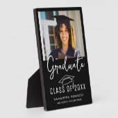 Modernes Schwarz-Weiß-Foto 2025 Grad Cap Fotoplatte (Seite)