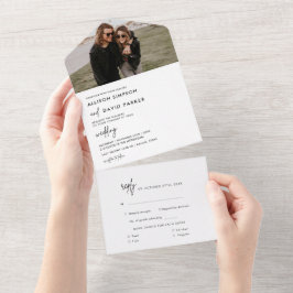 Modernes Schwarz-Weiß-Foto All In One Einladung