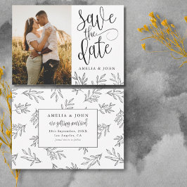Modernes Schwarz-Weiß-Foto Botanisch Save the Date