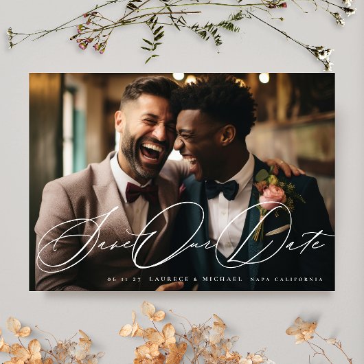 Modernes Schwarz-Weiß-Foto Die Hochzeit Save The Date