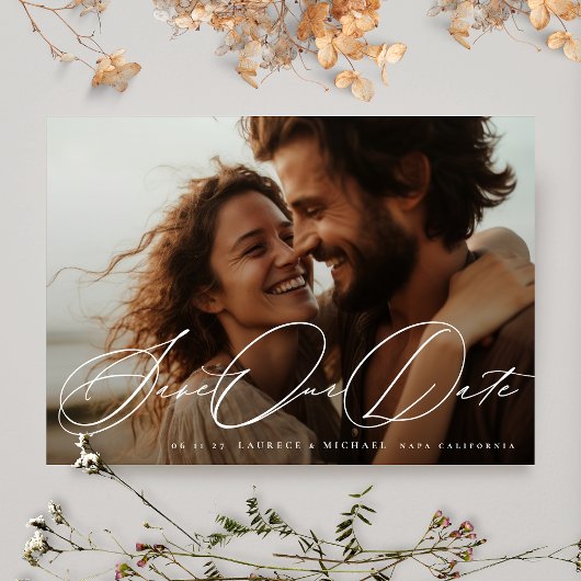 Modernes Schwarz-Weiß-Foto Die Hochzeit Save The Date