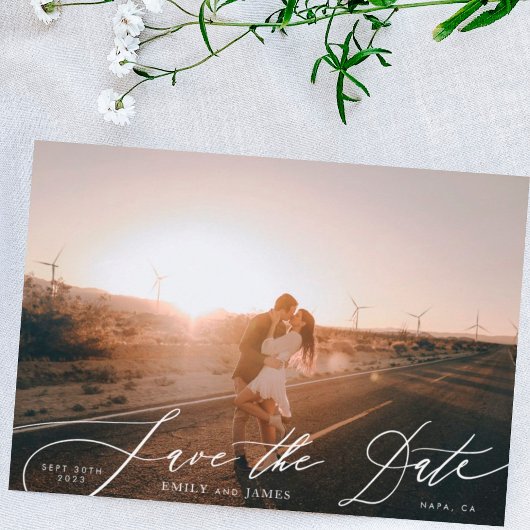 Modernes Schwarz-Weiß-Foto Die Hochzeit Save The Date