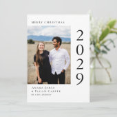 Modernes Schwarz-Weiß-Foto Frohe Weihnachten (Stehend Vorderseite)