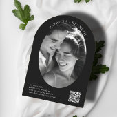 Modernes Schwarz-Weiß-Foto-Hochzeitsmonogramm Einladung
