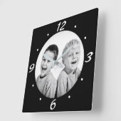 Modernes Schwarz-Weiß-Foto Quadratische Wanduhr (Winkel)
