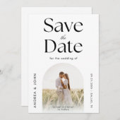 Modernes Schwarz-Weiß-Foto Rein Schlichtes Layout Save The Date (Vorne/Hinten)
