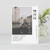 Modernes Schwarz-Weiß-Foto Save The Date (Stehend Vorderseite)