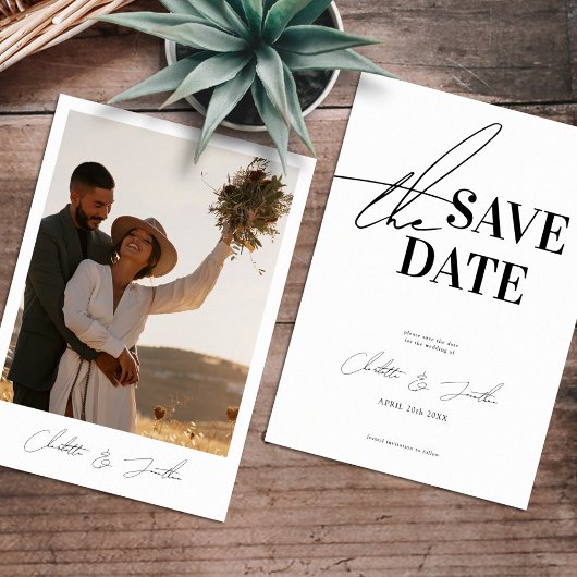 Modernes Schwarz-Weiß-Foto Save the Date