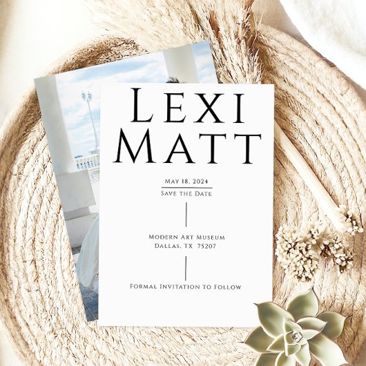 Modernes Schwarz-Weiß-Foto Save the Date