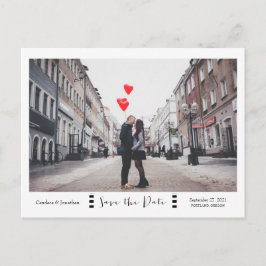 Modernes Schwarz-Weiß-Foto Save the Date Ankündigungspostkarte