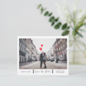 Modernes Schwarz-Weiß-Foto Save the Date Ankündigungspostkarte (Stehend Vorderseite)