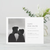 Modernes Schwarz-Weiß-Foto Save the Date Einladung (Stehend Vorderseite)