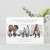 modernes Schwarz-Weiß-Foto Save the Date Einladung (Stehend Vorderseite)