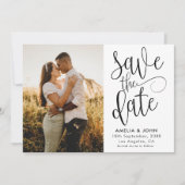 Modernes Schwarz-Weiß-Foto Save the Date Hochzeit (Vorderseite)