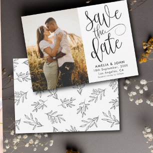 Modernes Schwarz-Weiß-Foto Save the Date Hochzeit