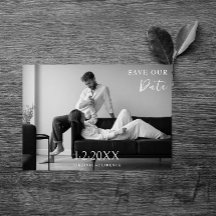 Modernes Schwarz-Weiß-Foto Save the Date kündigen