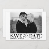 Modernes Schwarz-Weiß-Foto Trendy Save the Date (Vorne/Hinten)
