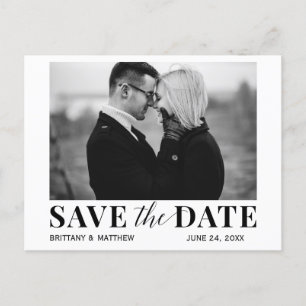 Modernes Schwarz-Weiß-Foto Trendy Save the Date Postkarte