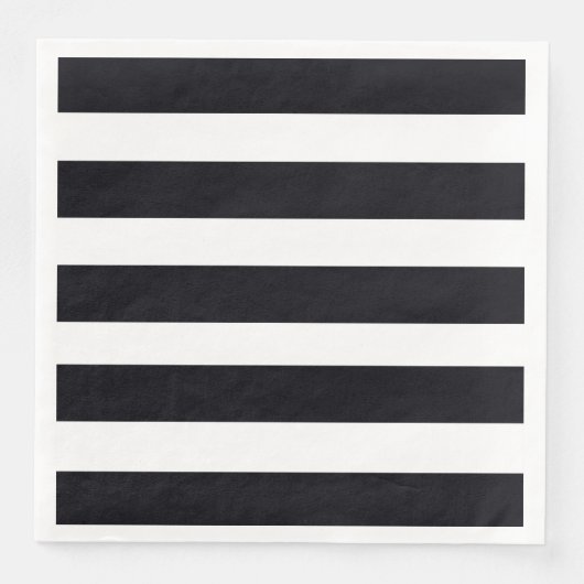 Modernes Schwarz-Weiß gestreiftes elegantes Party Serviette (Vorderseite)
