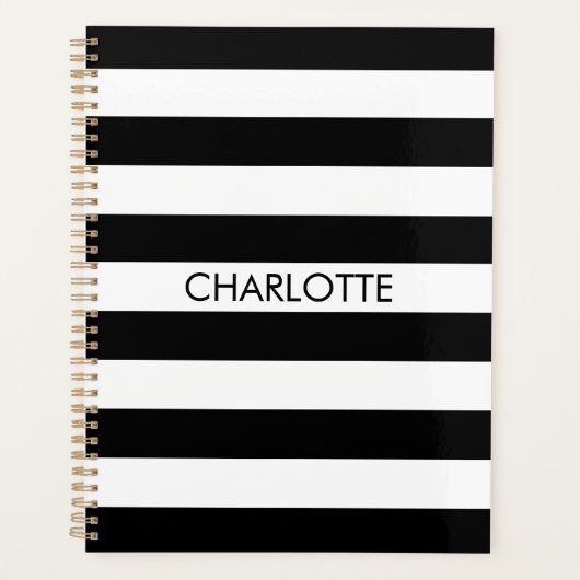 Modernes, Schwarz-weiß gestreiftes individuelle Na Planer (Vorderseite)
