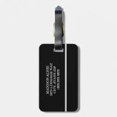 Modernes Schwarz-weiß gestreiftes Monogramm Gepäckanhänger (Rückseite vertikal)