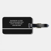 Modernes Schwarz-weiß gestreiftes Monogramm Gepäckanhänger (Rückseite horizontal)