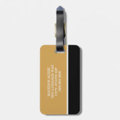 Modernes Schwarz-weiß gestrichenes Senfgelb Gepäckanhänger (Rückseite vertikal)