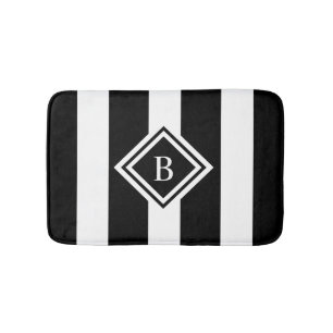 Modernes, Schwarz-weiß gestricktes Monogramm-Spei Badematte