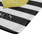 Modernes Schwarz-Weiß-Gold-Herz Schneidebrett (Ecke)