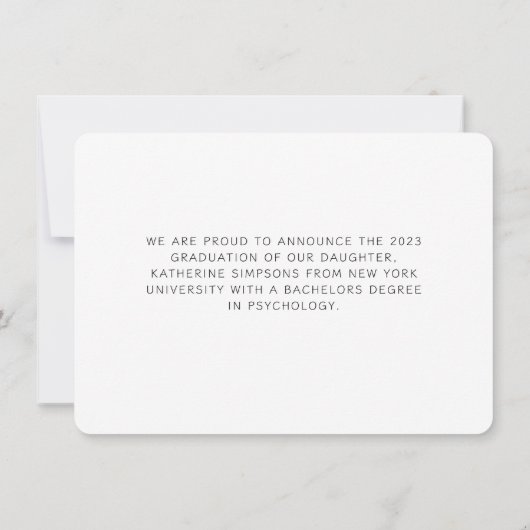 Modernes Schwarz-Weiß-Graduiertenstudio mit zwei F Mitteilungskarte (Rückseite)