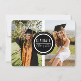 Modernes Schwarz-Weiß-Graduiertenstudio mit zwei F Mitteilungskarte