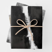 Modernes Schwarz-weiß-graues rustikales abstrakt Geschenkpapier Set (Beispiel)
