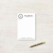 Modernes Schwarz-Weiß-Haarsträhne-Logo Post-it Klebezettel (Auf Schreibtisch)