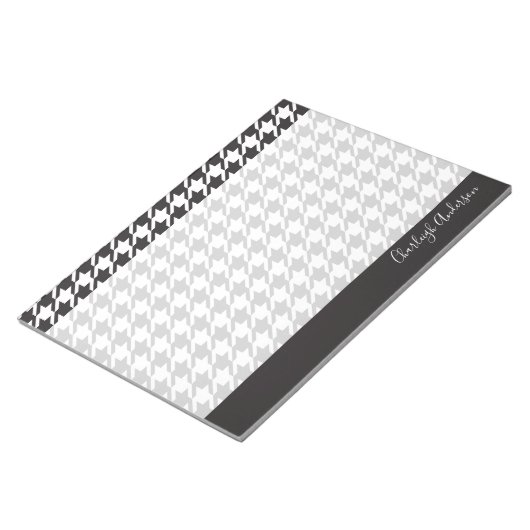Modernes Schwarz-Weiß-Hahnentrittmuster Notizblock (angewinkelt)