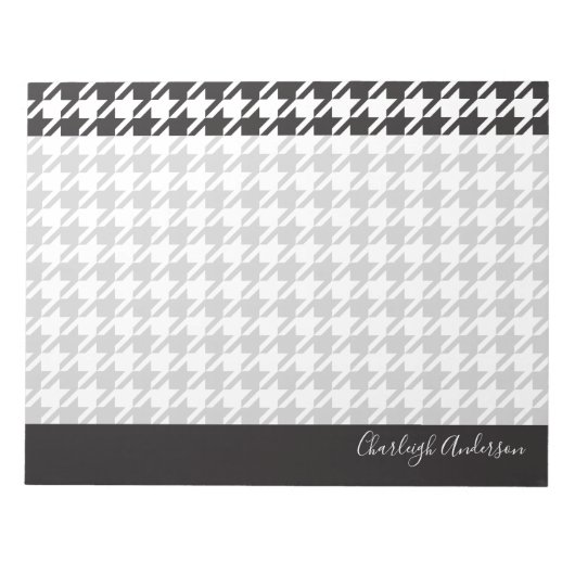 Modernes Schwarz-Weiß-Hahnentrittmuster Notizblock (Vorderseite)