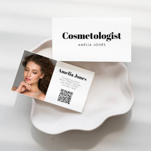 Modernes Schwarz-weiß Hair Salon Foto Visitenkarte