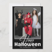 Modernes Schwarz-Weiß-Halloween-Foto Karte (Vorderseite)