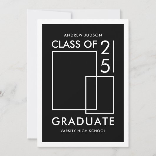 Modernes Schwarz-Weiß-Haus mit 25 Fotos Einladung (Vorderseite)