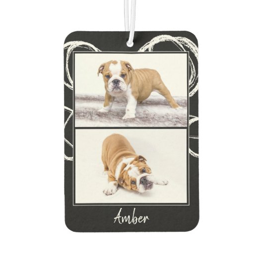 Modernes Schwarz-Weiß-Heimtier-Foto-Sammelwagen Autolufterfrischer (Rückseite)