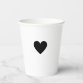 Modernes Schwarz-Weiß-Herz Minimalistisch einfach Pappbecher (Vorderseite)
