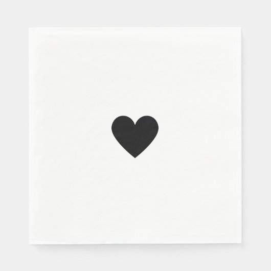 Modernes Schwarz-Weiß-Herz Serviette (Vorderseite)
